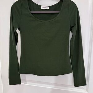 Carly Jean Los Angeles Forest Green Long Sleeve Top